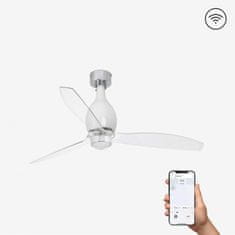 FARO Barcelona FARO MINI ETERFAN M LED, bílá/transparentní, stropní ventilátor s DC motorem SMART