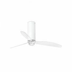 FARO Barcelona FARO TUBE FAN M LED, bílá/transparentní, stropní LED ventilátor s DC motorem SMART