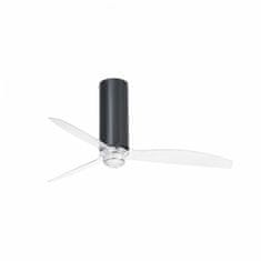 FARO Barcelona FARO TUBE FAN M LED, černá/transparentní, stropní LED ventilátor s DC motorem SMART