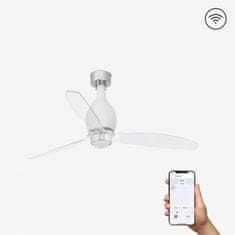 FARO Barcelona FARO MINI ETERFAN M LED, bílá/transparentní, stropní ventilátor s DC motorem SMART