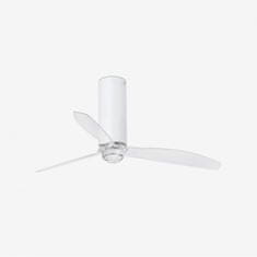 FARO Barcelona FARO TUBE FAN M LED, bílá/transparentní, stropní LED ventilátor s DC motorem