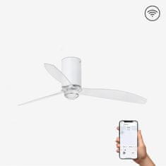 FARO Barcelona FARO MINI TUBE FAN M LED, bílá/transparentní, stropní LED ventilátor s DC motorem SMART