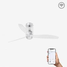 FARO Barcelona FARO MINI TUBE FAN M LED, transparentní, stropní LED ventilátor s DC motorem SMART