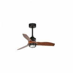 FARO Barcelona FARO JUST FAN XS LED, černá/dřevo, stropní ventilátor 81cm