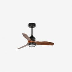 FARO Barcelona FARO JUST FAN XS LED, černá/dřevo, stropní ventilátor 81cm