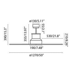 FARO Barcelona FARO WINCHE M LED, chrom, stropní ventilátor s DC motorem