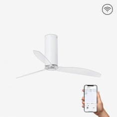 FARO Barcelona FARO TUBE FAN, bílá/transparentní, stropní ventilátor s DC motorem SMART