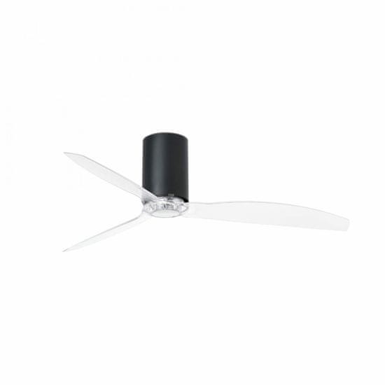 FARO Barcelona FARO MINI TUBE FAN, černá/transparentní, stropní ventilátor s DC motorem