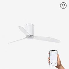 FARO Barcelona FARO MINI TUBE FAN, bílá/transparentní, stropní ventilátor s DC motorem SMART