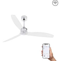 FARO Barcelona FARO JUST FAN M, chrom, stropní ventilátor s DC motorem SMART