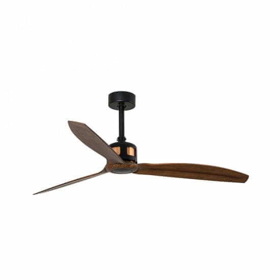 FARO Barcelona FARO COPPER FAN M, černá/dřevo, stropní ventilátor