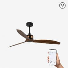 FARO Barcelona FARO COPPER FAN M, černá/dřevo, stropní ventilátor SMART