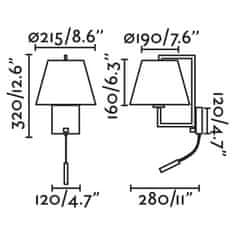 FARO Barcelona FARO FRAME nástěnná lampa, nikl/bílá, se čtecí lampičkou