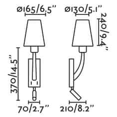 FARO Barcelona FARO REM nástěnná lampa, starozlatá/béžová, se čtecí lampičkou