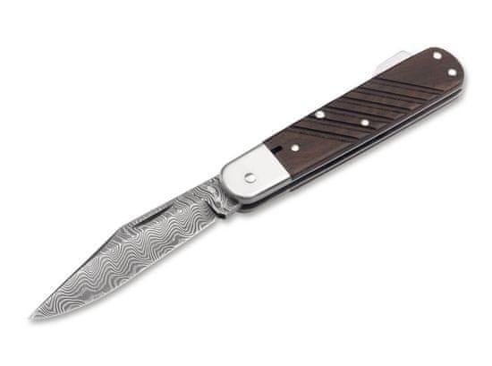 Böker Manufaktur 110715DAM 98k-Damascus sběratelský kapesní nůž 8,4 cm, damašek, ořech