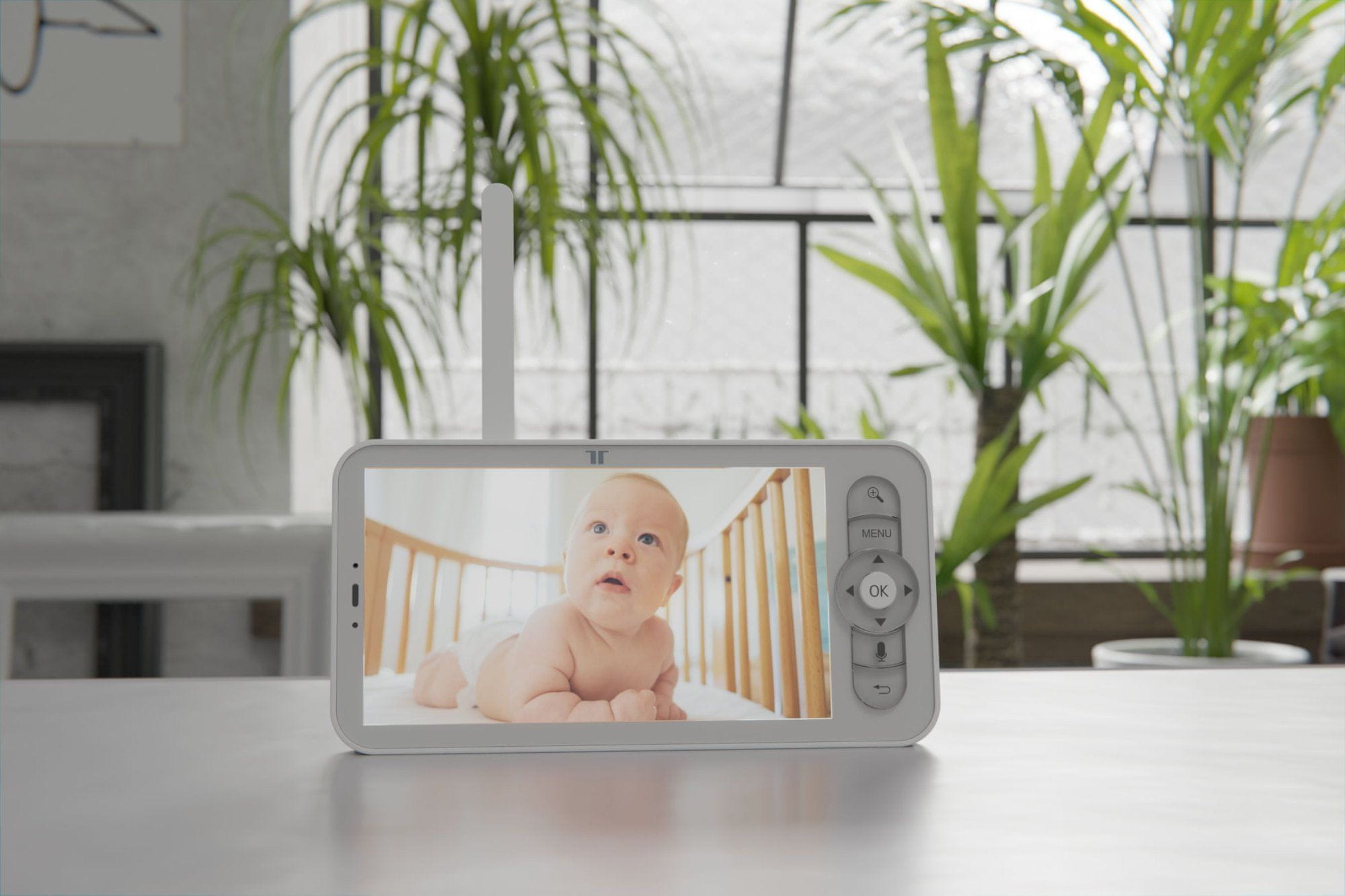 Inteligentná detská pestúnka so sprievodným 5palcovým LCD displejom Tesla Smart Camera Baby and Display BD300 monitor výkonná kamera detekcia pohybu detekcia zvuku otáčania rotácie nočné videnie výkonná detská pestúnka obojstranná komunikácia monitoring teploty a vlhkosti v miestnosti vysoké rozlíšenie LCD displej výkonná kamera smart