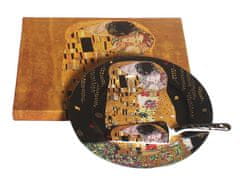 Home Elements  Porcelánový kulatý talíř na dort se lžící, Klimt, Polibek tmavý