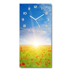 Wallmuralia Moderní hodiny nástěnné Pole máků bílé 30x60 cm