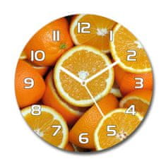 Wallmuralia Skleněné hodiny kulaté Půlky pomerančů bílé fi 30 cm