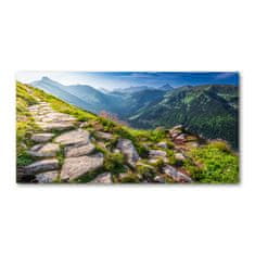 Wallmuralia Foto obraz fotografie na skle Východ slunde Tatry 140x70 cm 2 úchytky