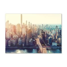 Wallmuralia Foto obraz fotografie na skle New York ptačí pohled 100x70 cm 2 úchytky