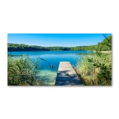 Wallmuralia Foto obraz skleněný horizontální Molo nad jezerem 100x50 cm 2 úchytky