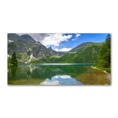 Wallmuralia Foto obraz fotografie na skle Mořské oko Tatry 120x60 cm 2 úchytky