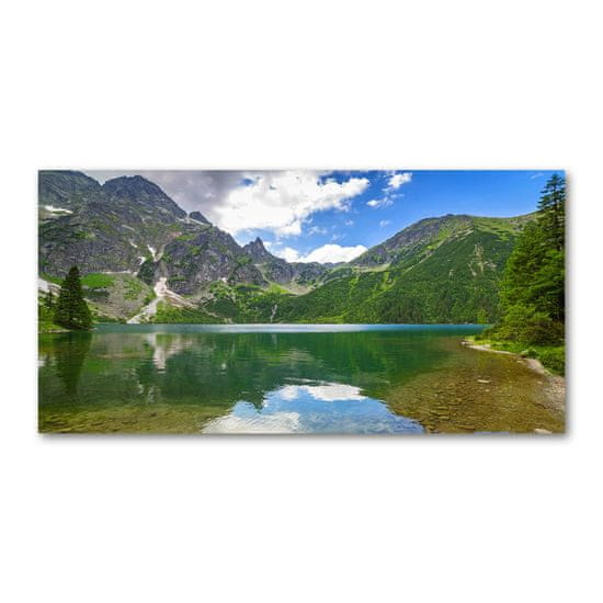 Wallmuralia Foto obraz fotografie na skle Mořské oko Tatry 2 úchytky