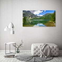 Wallmuralia Foto obraz fotografie na skle Mořské oko Tatry 125x50 cm 4 úchytky