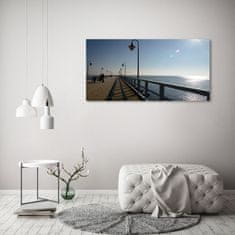 Wallmuralia Foto obraz skleněný horizontální Molo Gdyně 125x50 cm 4 úchytky