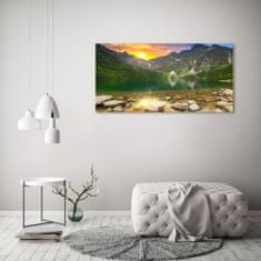 Wallmuralia Foto obraz skleněný horizontální Mořské oko Tatry 125x50 cm 4 úchytky