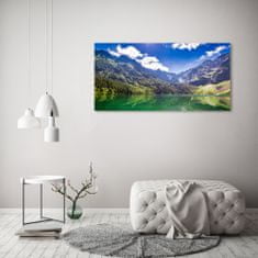 Wallmuralia Foto obraz skleněný horizontální Mořské oko Tatry 125x50 cm 2 úchytky