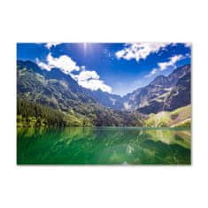 Wallmuralia Foto obraz skleněný horizontální Mořské oko Tatry 100x70 cm 4 úchytky