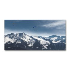 Wallmuralia Foto obraz fotografie na skle Paragliding Alpy 100x50 cm 2 úchytky