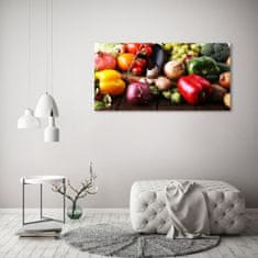 Wallmuralia Foto obraz skleněný horizontální Zelenina a ovoce 125x50 cm 4 úchytky