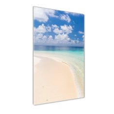 Wallmuralia Vertikální Foto obraz fotografie na skle Pláž Maledivy 50x125 cm 4 úchytky