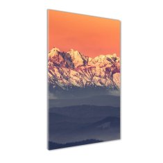 Wallmuralia Vertikální Foto obraz fotografie na skle Panorama Tatry 50x100 cm 4 úchytky