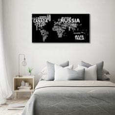 Wallmuralia Foto obraz skleněný horizontální Mapa světa nápisy 120x60 cm 2 úchytky