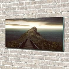 Wallmuralia Foto obraz skleněný horizontální Stezka na skále 140x70 cm 2 úchytky