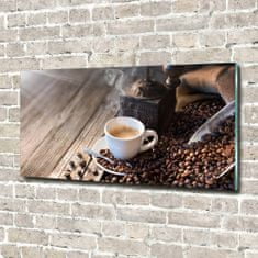 Wallmuralia Foto-obraz fotografie na skle Ranní káva 120x60 cm 2 úchytky