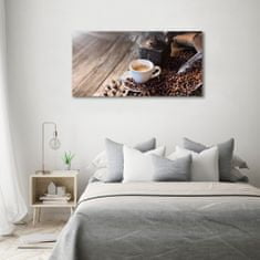 Wallmuralia Foto-obraz fotografie na skle Ranní káva 120x60 cm 2 úchytky