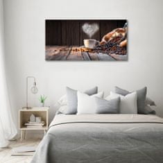 Wallmuralia Foto-obraz fotografie na skle Šálek kávy 120x60 cm 2 úchytky