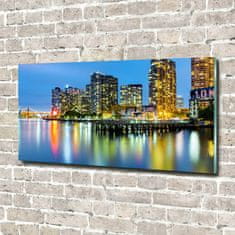 Wallmuralia Foto-obraz fotografie na skle New York noc 100x50 cm 2 úchytky