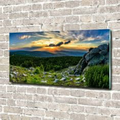 Wallmuralia Foto obraz skleněný horizontální Horské panorama 100x50 cm 2 úchytky