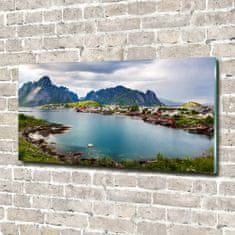 Wallmuralia Moderní skleněný obraz z fotografie Lofoty v Norsku 120x60 cm 2 úchytky