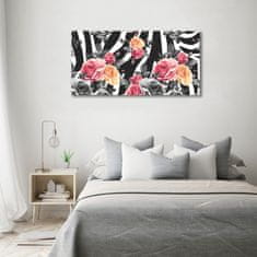 Wallmuralia Fotoobraz na skle Růže pozadí zebra 100x50 cm 4 úchytky