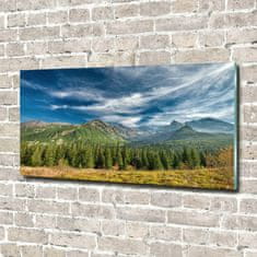 Wallmuralia Foto obraz fotografie na skle Podzim v Tatrách 120x60 cm 4 úchytky