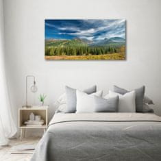 Wallmuralia Foto obraz fotografie na skle Podzim v Tatrách 120x60 cm 4 úchytky