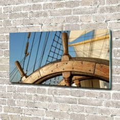 Wallmuralia Foto obraz skleněný horizontální Kormidlo na jachtě 100x50 cm 4 úchytky
