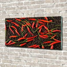 Wallmuralia Foto obraz skleněný horizontální Chilli papričky 140x70 cm 2 úchytky